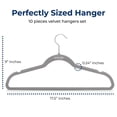 thumbnail image 2 of 10 Pcs. Velvet Hangers - Non-Slip, Sturdy, and Heavy Duty Coat Set with 360° Swivel Hook for Clothes (Grey), 2 of 4