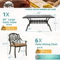 thumbnail image 2 of MEETWARM 7-Piece Outdoor Patio Dining Set, 6 Outdoor Cushioned Dining Chairs and 1 Rectangle Table with 2" Umbrella Hole, All Weather Cast Aluminum Patio Furniture Set for Backyard, 2 of 9