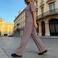 thumbnail image 5 of Cutuoiiu Women Comfortable Oversized T Shirt and High Waist Wide Leg Pants Set Everyday Wear Casual Two Piece Gifts, 5 of 8