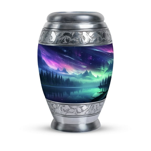 Aurora Borealis Urn, Cremation Urns For Human Ashes Adult Female - Burial Urns For Adult Human Ashes - Human Remains Large Urn - Funeral Urn For Burial In Ground, Large Cremation Urns 10 Inch