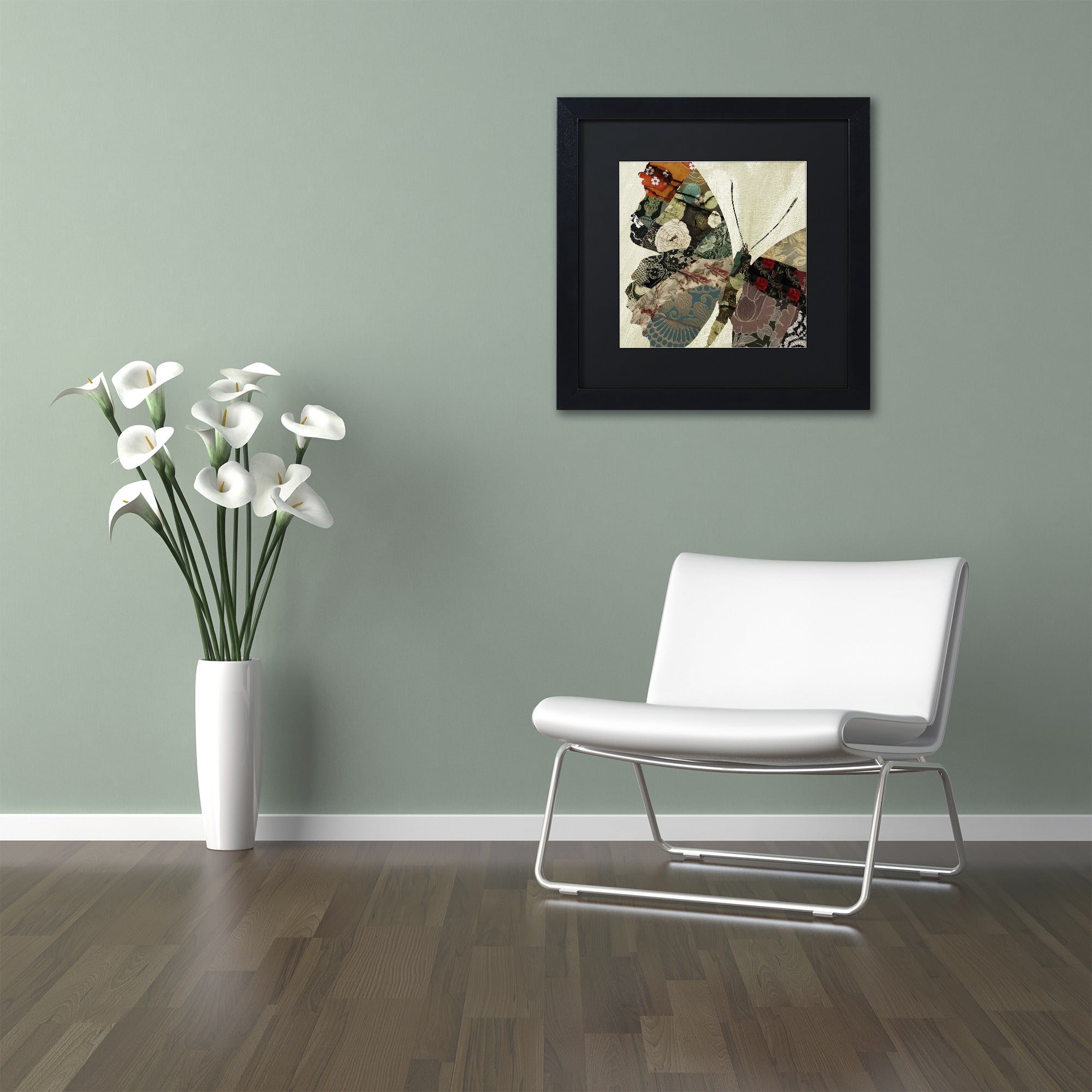 Trademark Fine Art "Butterfly Brocade III" Canvas Art by Color Bakery Black Matte, Black Frame
