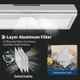 thumbnail image 2 of EDTara Stainless Steel Under Cabinet Range Hood, 30 Inch, 3-Speed, 750 CFM, LED Light, Ventilation for Kitchen Stove, 2 of 7