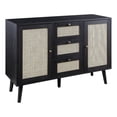 thumbnail image 1 of 47" Solid Wood and Rattan 3-Drawer Sideboard - Black, 1 of 5