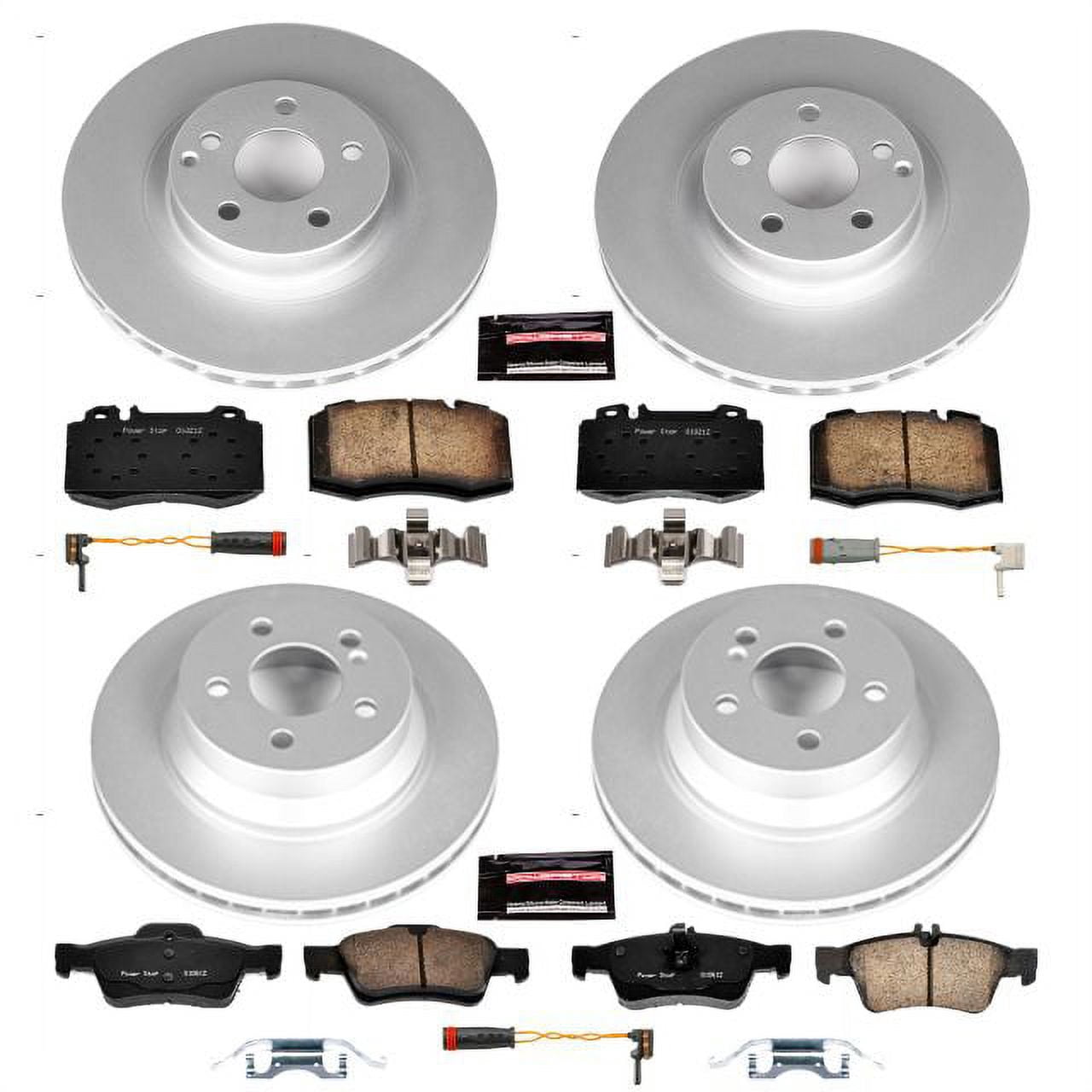 PowerStop Front and Rear Geomet Coated Brake Rotor and Pad Kit Fits: MERCEDES-BENZ Select Models CRK6598