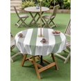 thumbnail image 5 of Sage Green Grey Stripe Outdoor Tablecloth with Umbrella Hole, Modern Farmhouse Vertical Striped Spillproof Waterproof Outdoor Table Cover, Patio Tablecloths for Party/Garden/Picnic, Round 54 inch, 5 of 9