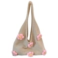 thumbnail image 3 of Bolso Ganchillo Hombro Flores Punto Mano Informal para Mujer () Azul, 3 of 7