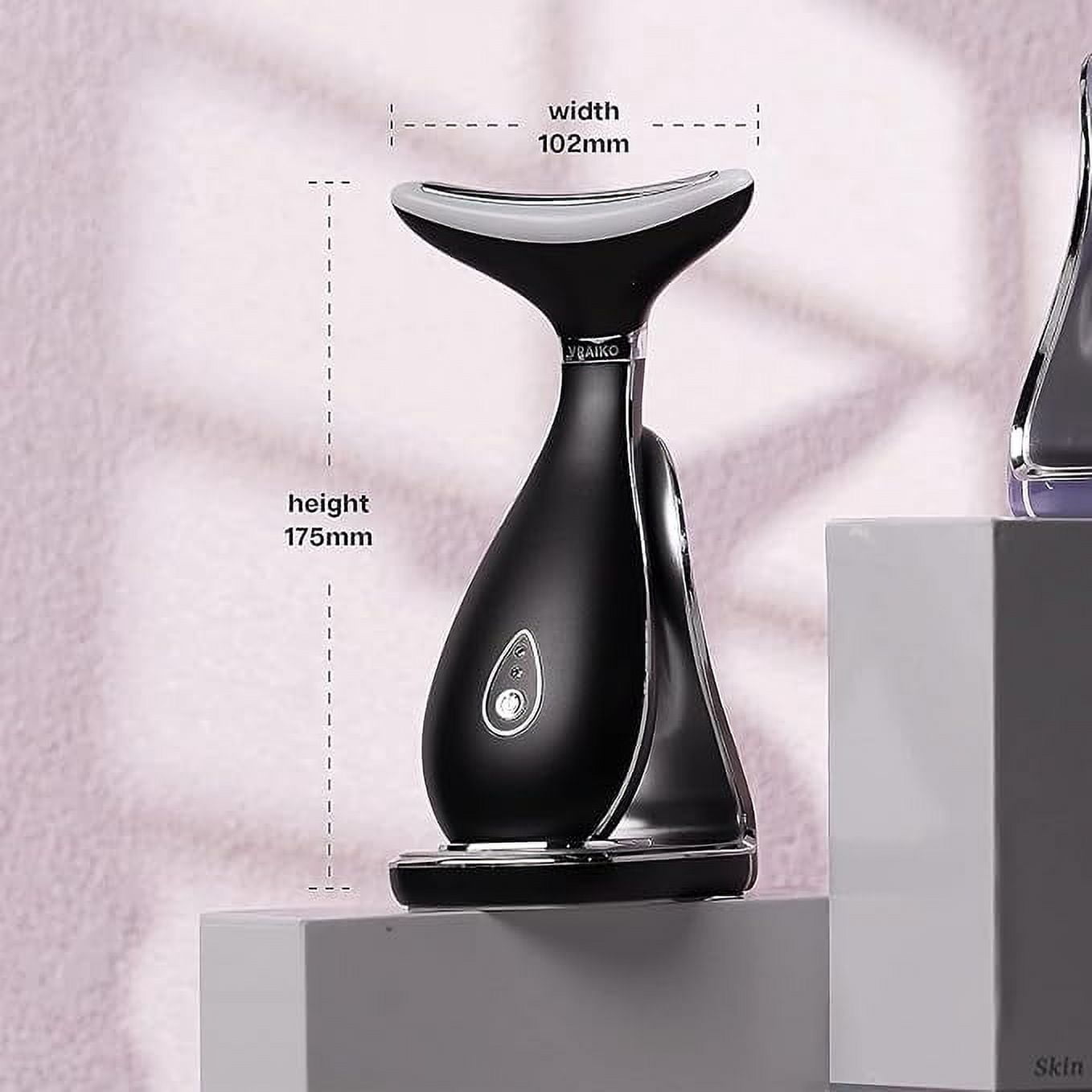 VRAIKO Lily Neck Face Massager, Face Sculpting Tool, Skin Rejuvenation Device with Thermal, Triple Action LED and Vibration, for Anti-Aging, Lifting and Tightening Sagging Skin (Black)