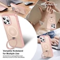 thumbnail image 3 of Magnetic for iPhone 15 Pro Max Case with Ring Stand, [10 FT Drop Protection] [Velvety Touch] Slim Translucent Matte Back Shockproof Phone Case for iPhone 15 Pro Max 6.7'', Pink, 3 of 14