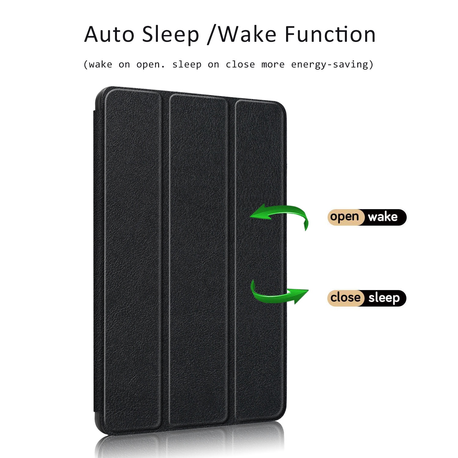 Allytech iPad 10.2 Case with Pencil Holder, iPad 8th 7th Generation Case Cover, Ultra Slim Folding Stand Smart Shell Auto Sleep Wake Shockproof TPU Back Cover for Apple iPad 10.2, Black