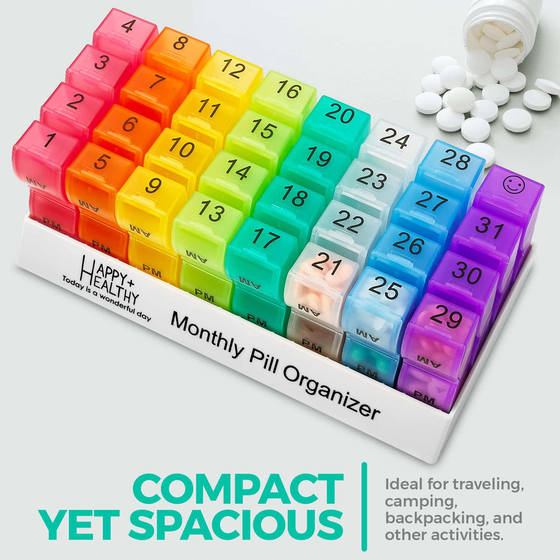 MEDca Monthly Pill Organizer (Pack of 2) AM/PM, 32-Day Daily Organizer