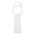 thumbnail image 5 of Gyujnb Maternity Bodycon Maxi Dress Photoshoot Long Sleeve Square Neck Open Back Pregnancy Formal Gown,M, 5 of 8