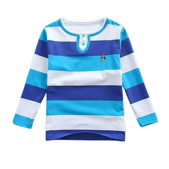 CUZIBR Children Shirt Long Sleeve Tee O Neck Tshirts Striped For Boys Girls Classic Dailywear For Toddler