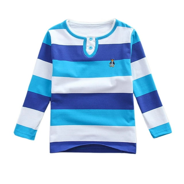 WEIYLL Polo Shirts for Boys Long Sleeve Striped Mock Neck Two Fake Items Design Tops for 4-5 Years