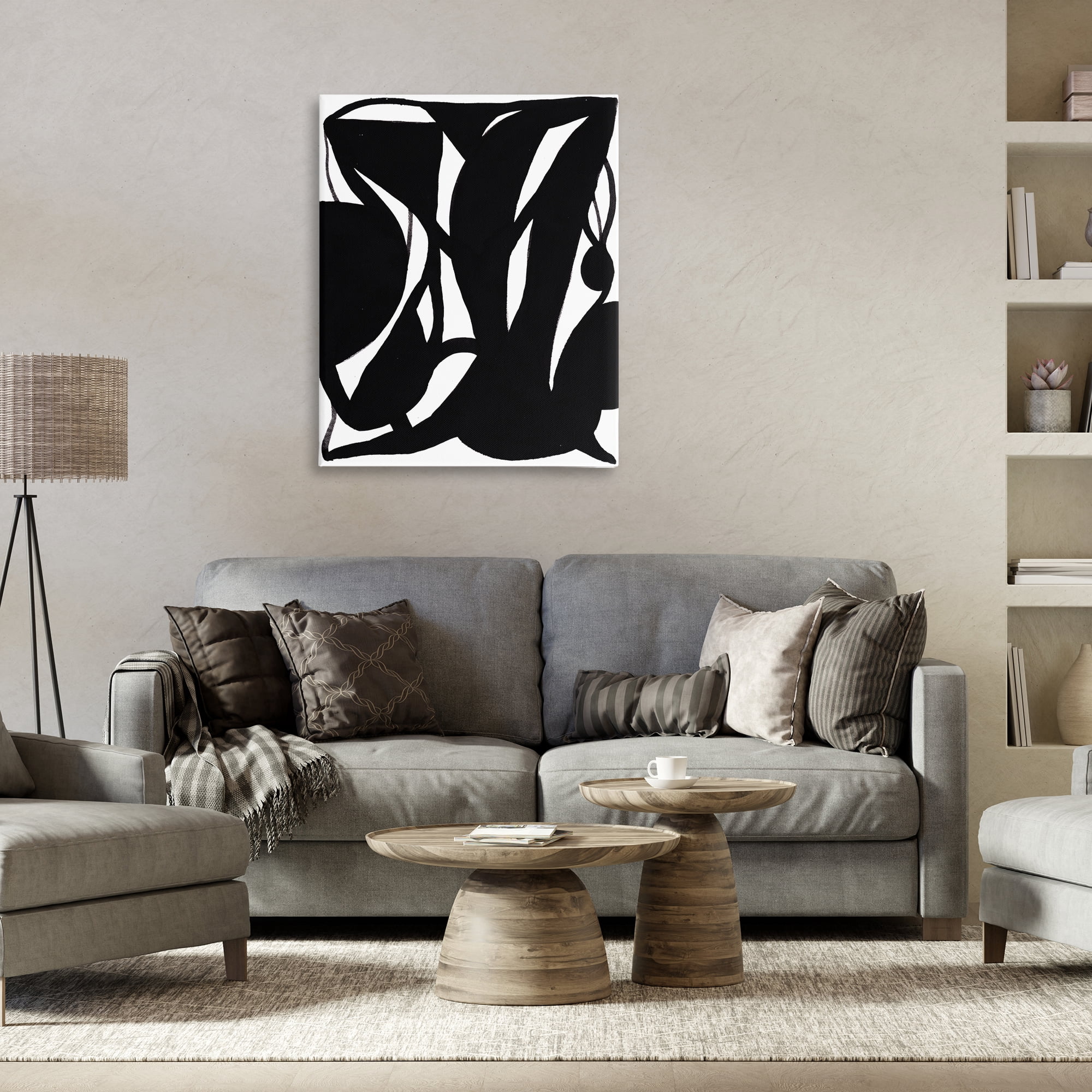 Stupell Industries Black Swirled Ink Abstract Painting Wrapped Canvas Art Print Wall Art, 30 x 40
