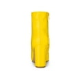 thumbnail image 5 of BLISSFUL STEP Women's Boots Pointed Toe Zipper Patent Leather Ankle Chunky Boots Yellow 5.5, 5 of 8