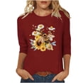 thumbnail image 2 of Qulqfy Slim Fit Womens Graphic T Shirts 3/4 Length Sleeve Crew neck Causal Tunic Basics Vacation Raglan Women Summer Tops XL, 2 of 6
