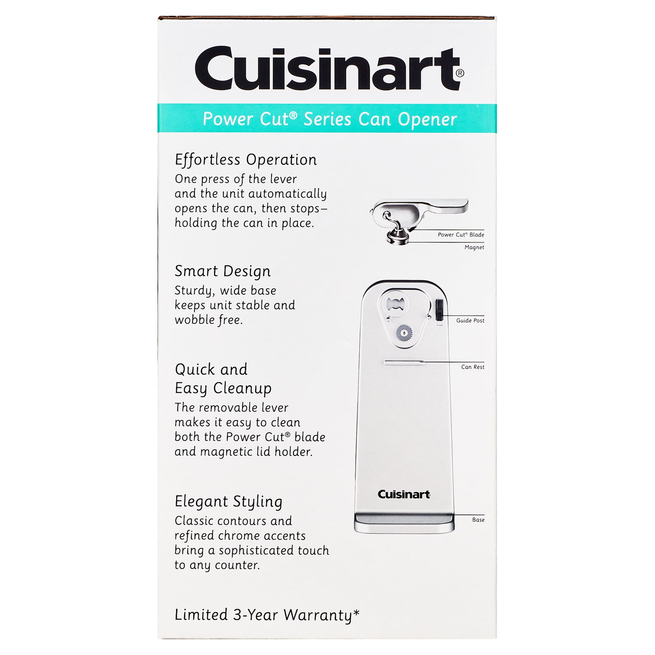 Cuisinart Deluxe Electric Can Opener with Power Cut Blade, Chrome