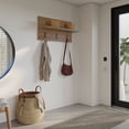 thumbnail image 3 of Nexera Porto Entryway Wall-Mounted Coat Rack, Brown Oak, 3 of 7