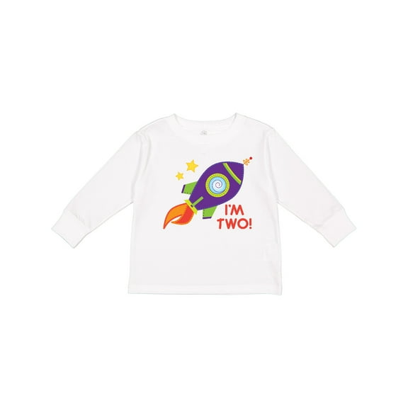 Inktastic 2nd Birthday Rocketship Space Party Boys or Girls Long Sleeve Toddler T-Shirt