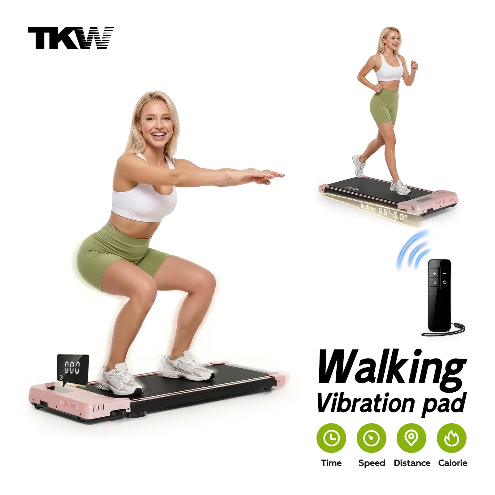 TKW 200 lbs Capacity Under Desk Treadmill, Quiet Portable Running Machine with Remote for Home Office, Black