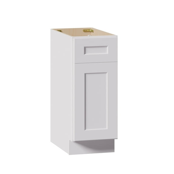 White Shaker Solid Wood Single Door Base Cabinet,for Kitchen, Laundry,and Bathroom Storage Adjustable Shelves Ready to Assemble (12" Wx34.5"Hx24"D)