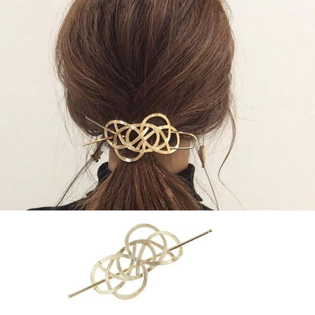 Latrodar Hair Pins Hair Jewelry Hoop Hair Slide Pin Womens Gift For Her Hollowed Out Pattern Gold up to 30% Off