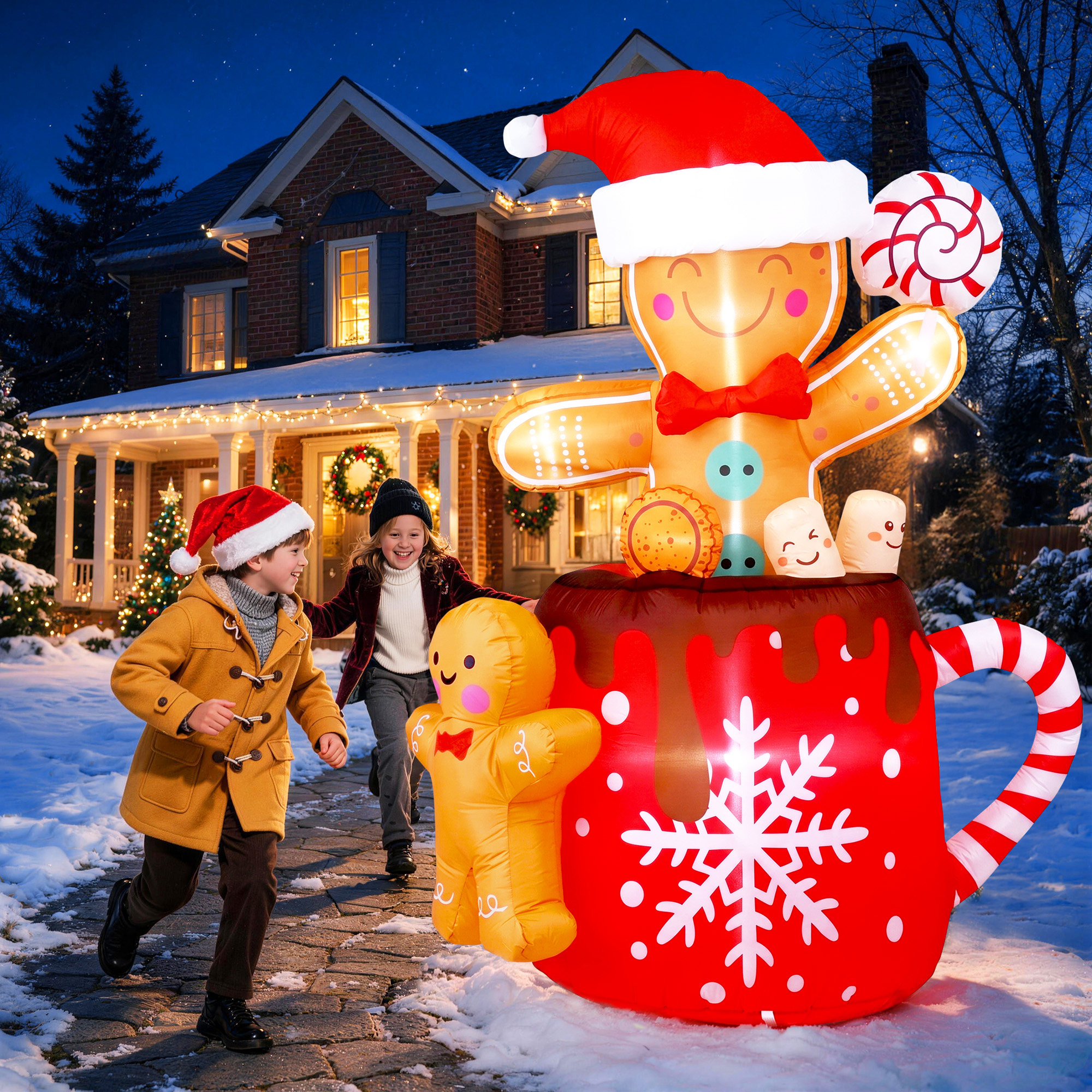 GVDV 6 Ft Inflatable Gingerbread Man Christmas Decoration photo 4