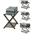 thumbnail image 6 of Luggage Rack for Guest Room, Folding Suitcase Stand with Storage Shelf, 5 Nylon Straps, Foldable for Easy Storage, Bamboo Stand Holder Storage Shelf for Bedroom, Living Room, Hotel Essentials,Brown, 6 of 6