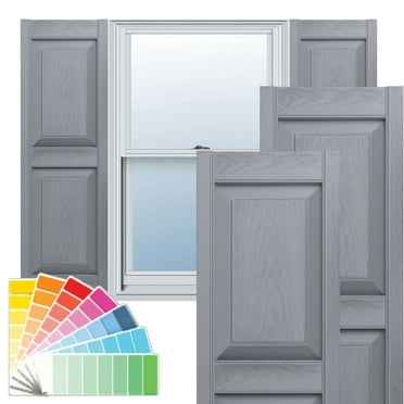 12"W X 71"H Lifetime Vinyl, Standard Two Equal Panels, Raised Panel Shutters, W/Installation Shutter-Lok'S & Matching Screws (Per Pair), Paintable