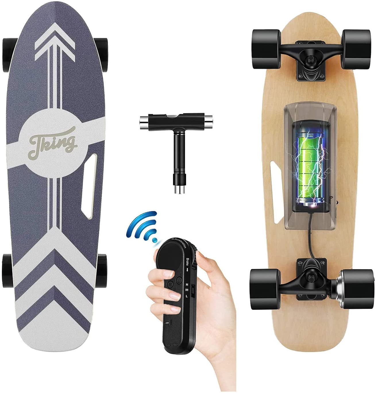 350W Electric Skateboard Longboard Maple Deck Remote Control 20km/h EU PLUG RED 