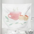 thumbnail image 1 of Tea Party Tapestry, Watercolor Drawn Scones Hot Tea Cup Twig Composition, Fabric Wall Hanging Decor for Bedroom Living Room Dorm, 5 Sizes, Pink Salmon, by Ambesonne, 1 of 1