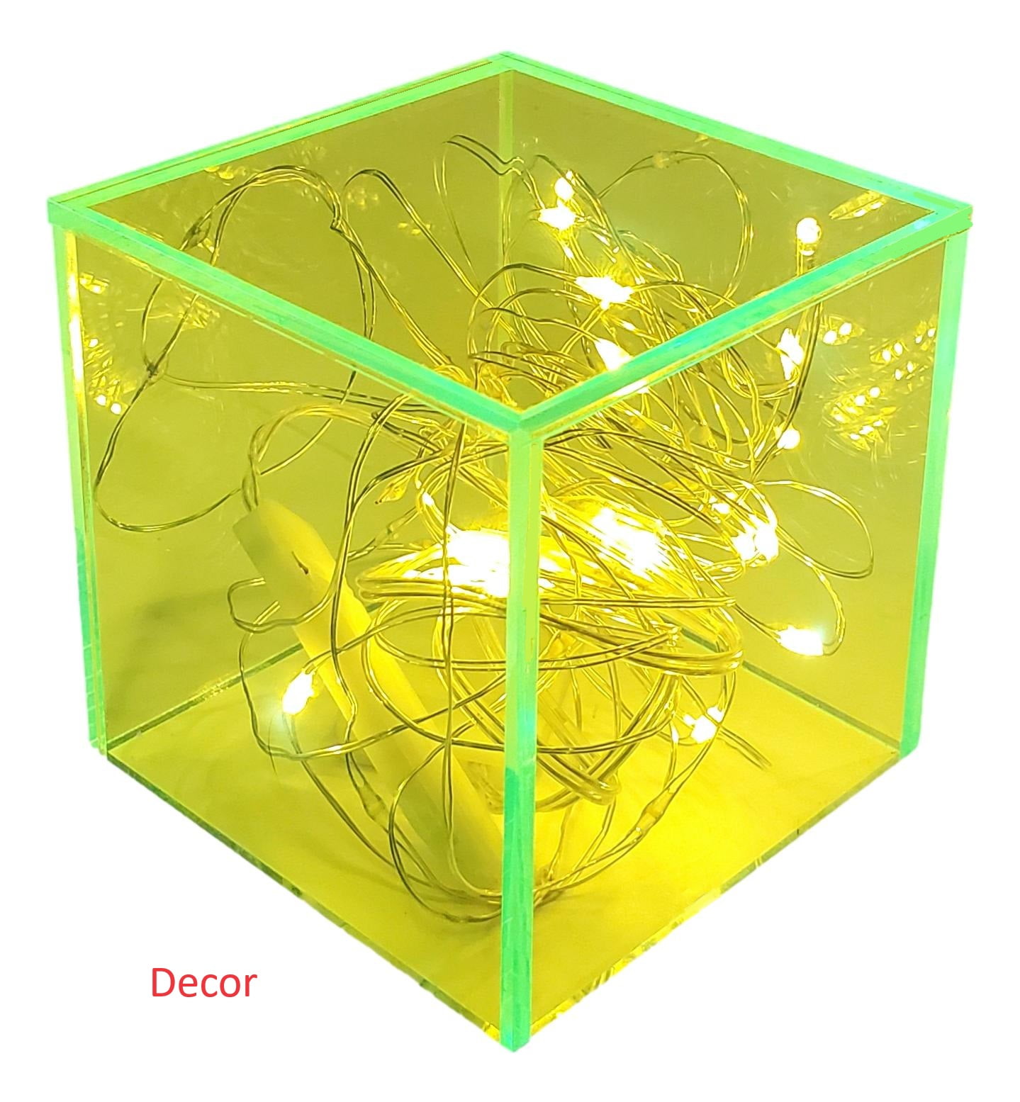 Neon Blue Acrylic Display Cube - 6x6x6 Inch Decorative Showcase Box For Retail & Collections