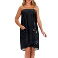 thumbnail image 2 of Yuyamidu Blue Butterfly Shower Wrap Towel for Women Black Bath Wrap Towels with Pocket Bling Butterfly Towel Wrap Soft Bath Towels for Adults Multipurpose Bathrobe Size M, 2 of 7