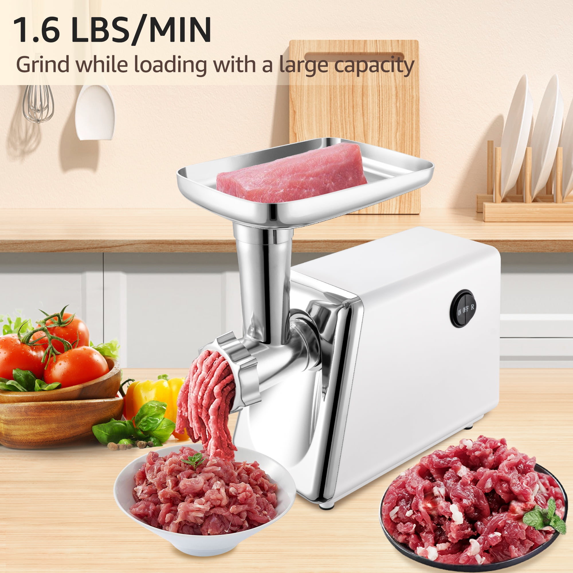 Electric Meat Grinder, Heavy Duty Meat Mincer, Food Grinder with Sausage  and Kubbe Kit, 3-Grinder Plates, White DHS0RA22091301 - The Home Depot