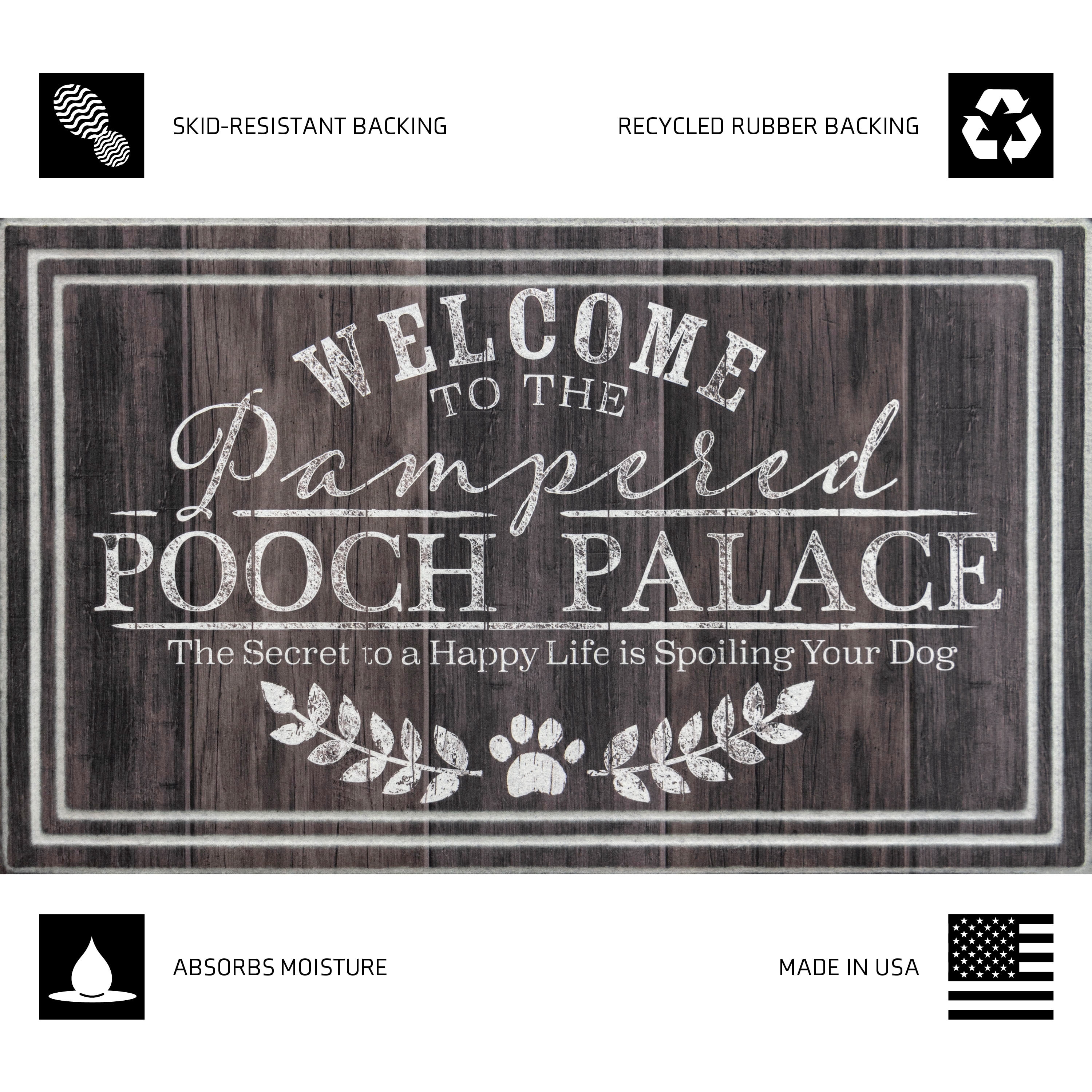Apache Mills Fashionables Deluxe Welcome Pampered Pooch Indoor/Outdoor Doormat, 1.5' x 2.5'