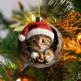 thumbnail image 4 of DAMAI Christmas Tree Ornaments, A Kitten in The Tree Hole 2D Acrylic Hanging Ornament With Holding a Bell, oliday Winter Home Decor Party Supplies, 4 of 5