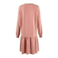 thumbnail image 6 of Sweatshirt Dresses for Women 2025 Long Sleeve Oversized Crewneck Sweatshirt Patchwork Ruffle Mini Dress Pullover Pink XL, 6 of 6