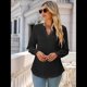 thumbnail image 4 of Camisa Informal de Larga con Cuello en V para Mujer Negro XL, 4 of 10