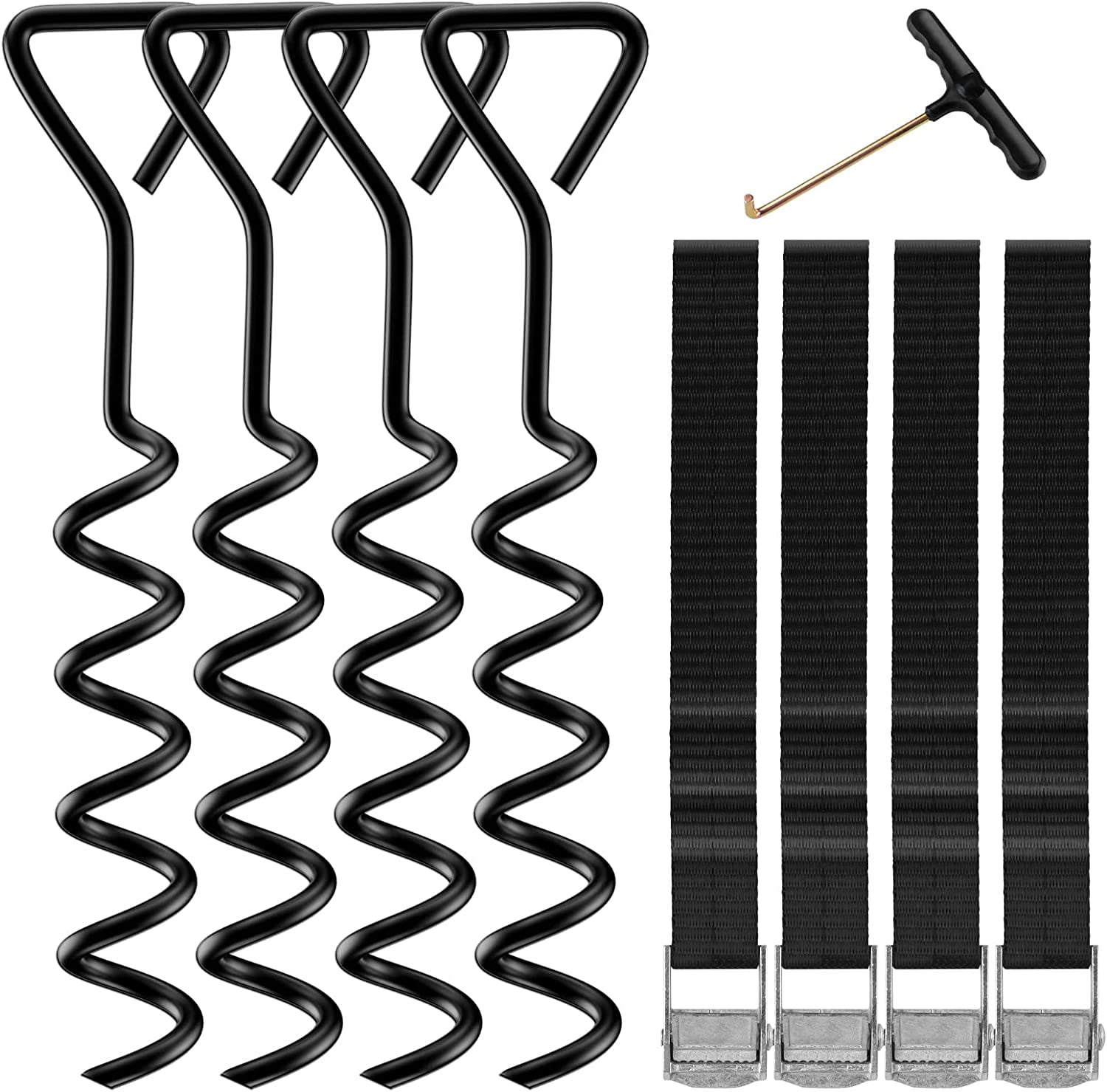Trampoline Stakes 4 Pcs Black Trampoline Anchors High Wind Heavy Duty