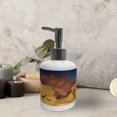 thumbnail image 3 of Ambesonne Savannah Soap Dispenser & Toothbrush Holder Set, Tropical Wild Giraffe Art, 2 Pcs, Chocolate Orange Blue, 3 of 6