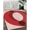thumbnail image 3 of Ahgly Company Machine Washable Indoor Round Transitional Light Coral Pink Area Rugs, 5' Round, 3 of 7