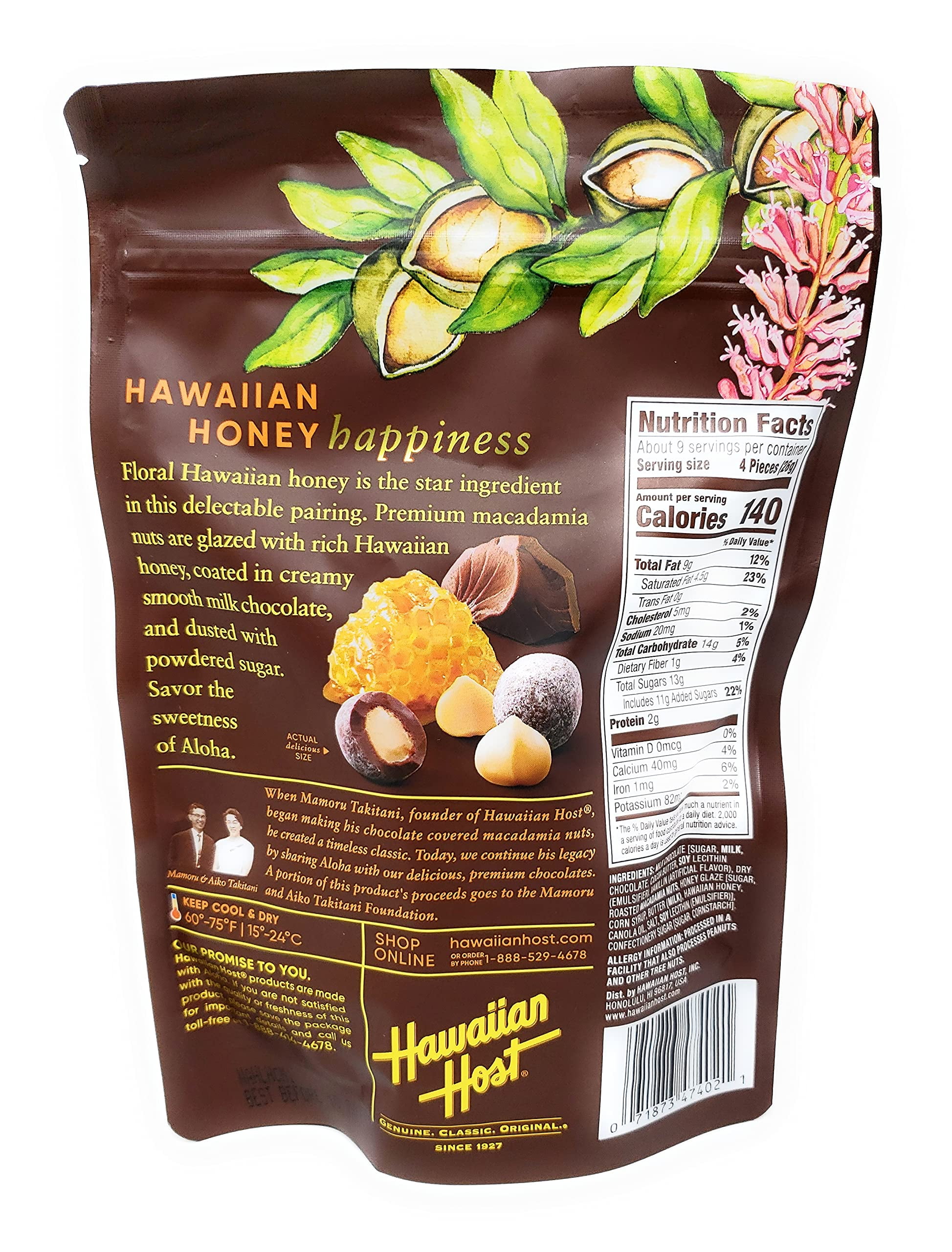 Hawaiian Host Honey Milk Chocolate Macadamias 8 oz