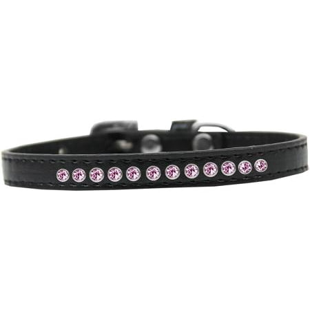 Crystal Collar - mirage pet 611-07 bk-10 bright pink crystal puppy collar, black - size 10