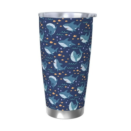 

Junzan Party Shark Cut for 20oz Stainless Steel Insulated Car Cup with Spillproof Lid - Insulated Coffee Mug Thermal Cup-Without Straw