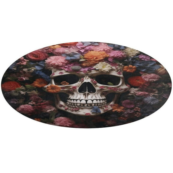Gothic Skull Lover Round Rugs -Washable Non-Slip Small Round Area Rug Throw Soft Circle Rugs for Bedroom, Modern Print Indoor Carpet for Entryway Sofa Living Room