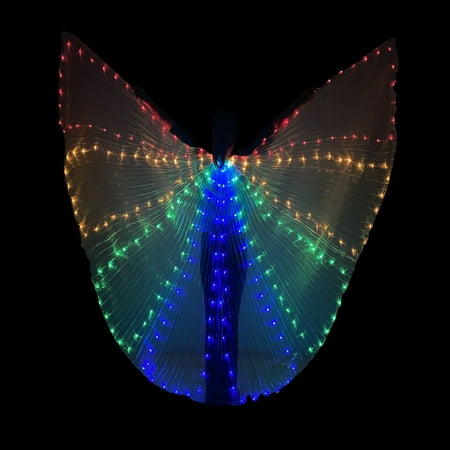 

LED Light Dance Wing Colorful Belly Fluorescent Butterfly Cloak Glowing up Costume Propsfor Performance Angel Wings Costumes Full Swing for Kids Girls