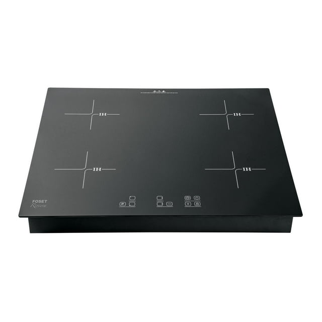 Parrilla inducción empotrable 60cm, 4 quem, vidrio, Riviera negro