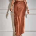 thumbnail image 6 of qolati Womens Satin Maxi Skirts Casual Silk High Waisted Drawstring Long Skirts Elegant Stretchy Flowy Cocktail Party Wedding Pencils Skirts, 6 of 7