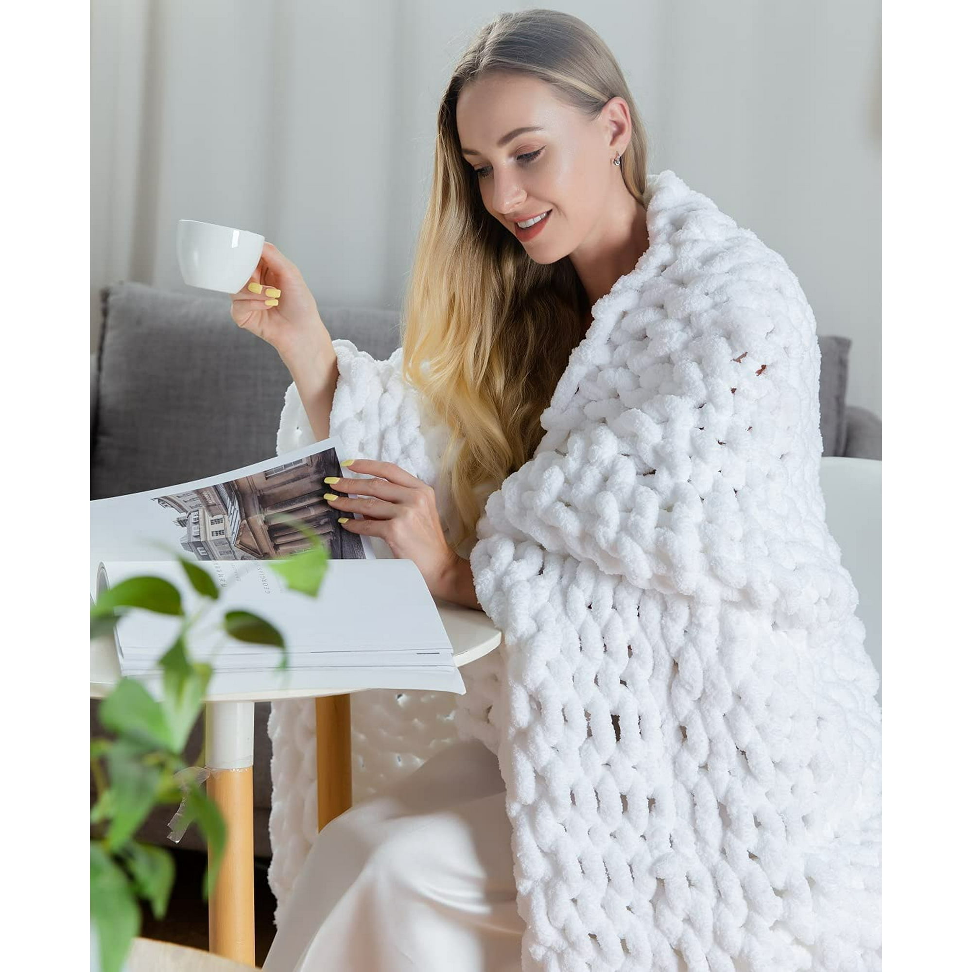 Large white throw blanket sale