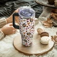 thumbnail image 3 of 40oz Fall Tumbler with Lid & Straw - Insulated Stainless Steel Coffee Cup, Leak-Proof Vacuum Design, Autumn Maple Leaves Football Theme, Farmhouse Cute Gift for Women & Girls, 3 of 6